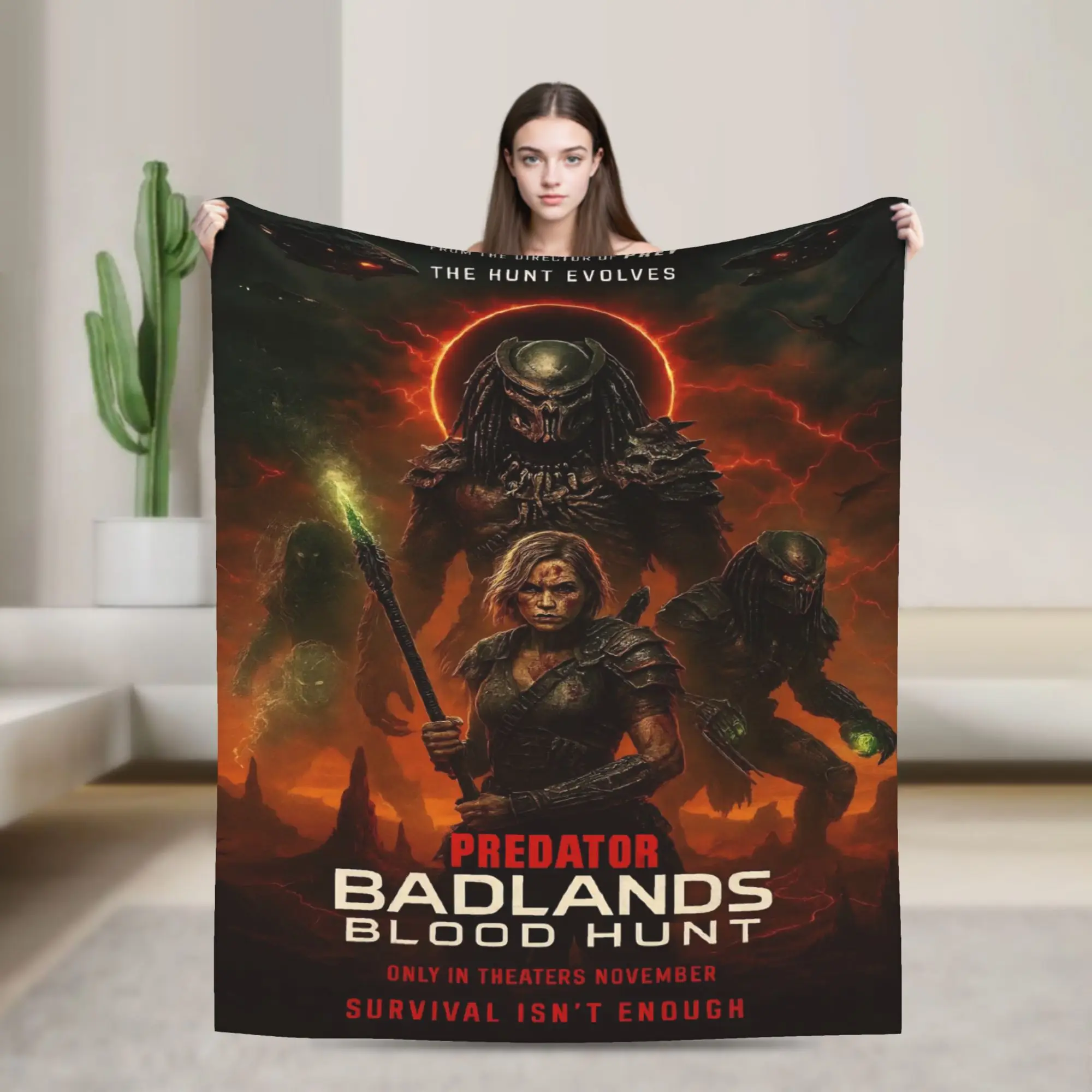 Predator Badlands 2025 Movies Blanket  Warm Fluffy Plush Bedding Throws For Couch Chair Bed Picnic Flannel Bedspread Bed Cover