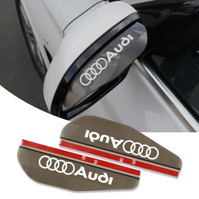 Car Rearview Mirror Rainproof Cover Auto Logo Rain Shield Sun Visor For Audi A1 A2 A3 A4 A5 A6 A7 A8 Q1 Q2 Q3 Q4 Q5 Q6 Q7 Q8 TT 