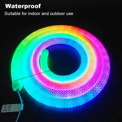 DC5V WS2812B WS2811 Round Reticulate Pattern Neon Light Tape 50Leds/m 5050 RGBIC Addressable Smart Flexible Silicone LED Strip