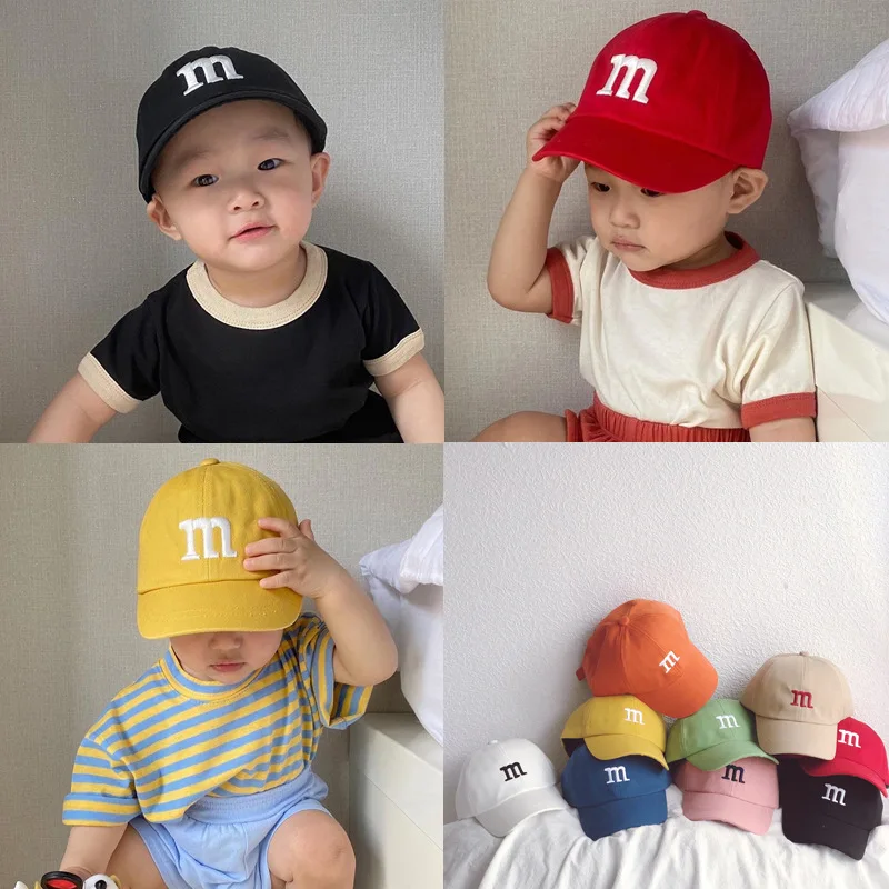 Trendy Spring And Autumn Baby Baseball Hat Children Simplified Letter Cap Sun Protection Male And Female Baby Sunshade