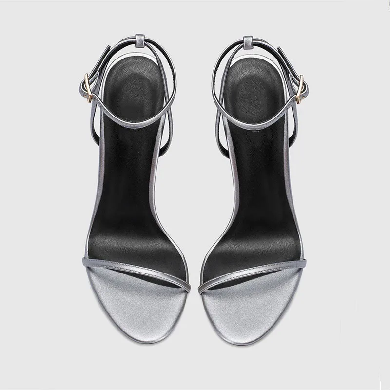 MKKHOU Fashion Sandals Women\'s New High Quality Handmade Shoes Sexy Thin Strip Round Head Ankle Buckle Strap High Heel Sandals