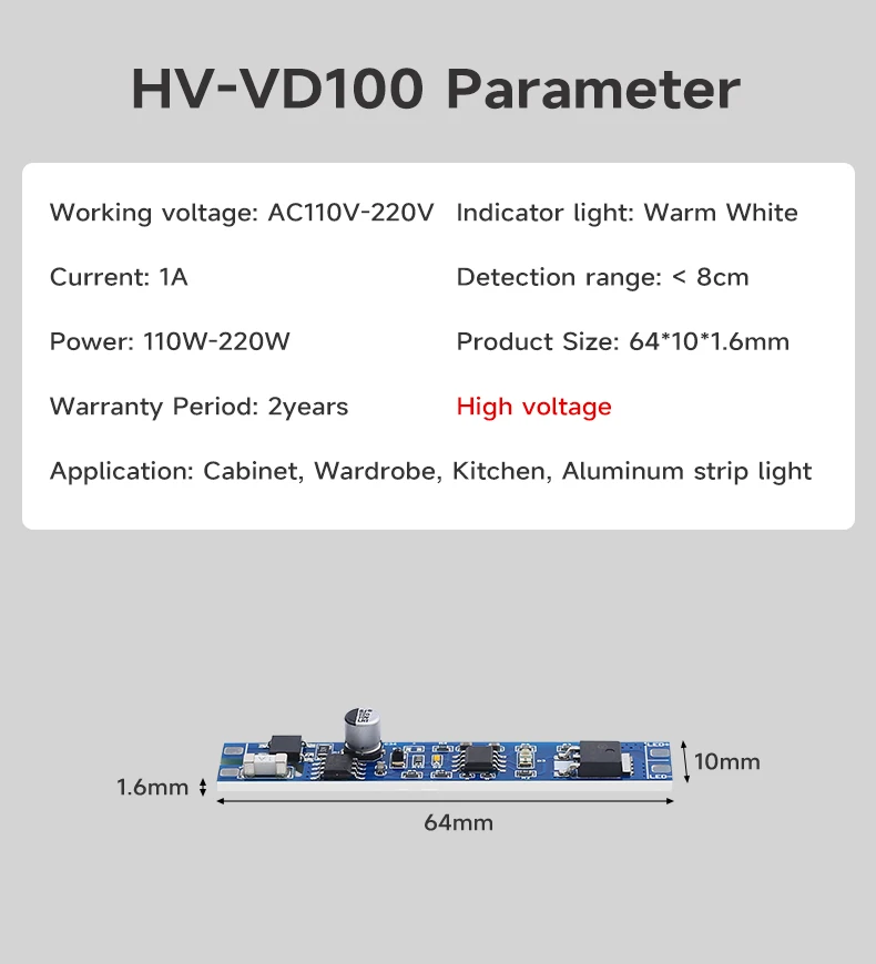 Handbewegungssensor AC110V-220V LED-Lichtschalter, kein Bohren von Löchern erforderlich zur Steuerung des Schranklichtsensorschalters – Detail 3