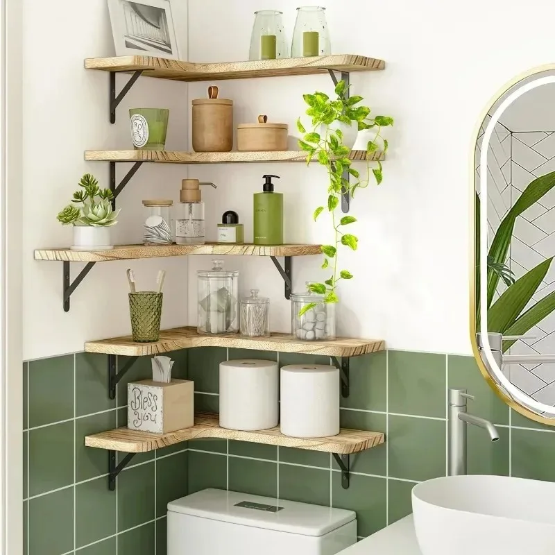 

Corner Floating Shelves Wall Mounted Corner Shelf Rustic Wall Shelves For Room Decor Wall Dresser Kitchen Bedroom Or Living Room