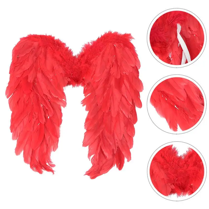 Christmas Angel Wings Child Adult Halloween Costume Red Cupid Kids Prop