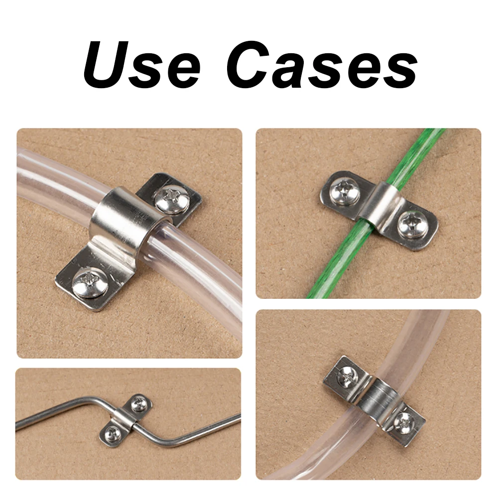 U Shape Pipe Clamps Set 5mm - 30mm Stainless Steel Two Hole Strap Conduit Tube Clip Water Pipe Plumbing Saddle Clamps