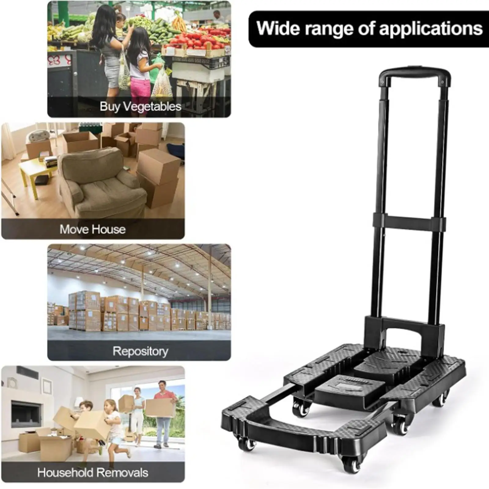 

Folding Hand Truck Stable Adjustable Portable for Luggage Shopping Travel
