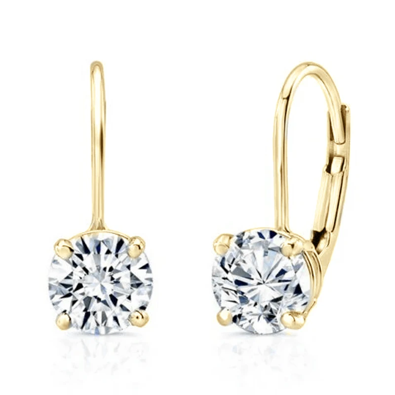 RAPRGOLD 1-2ct Round Solitaire Moissanite Elegant Hoop Earrings for Women 14K Gold Filled Fine Jewelry Gift with GRA Certificate