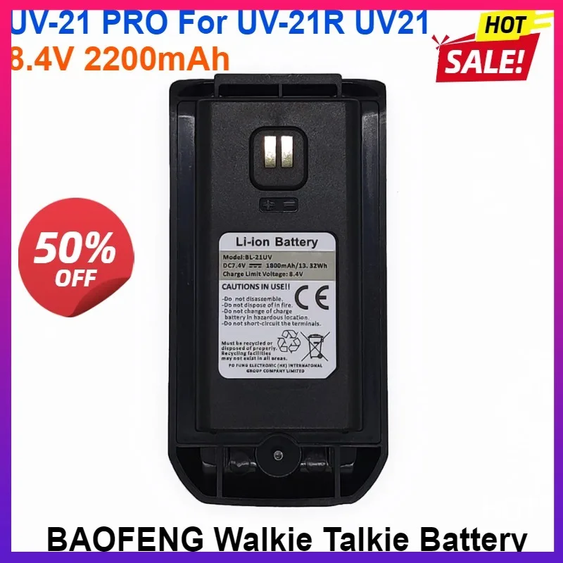 

BL-21UV 8.4V 2200mAh Li-ion Battery for Baofeng UV-21 Pro – Rechargeable Type-C Battery for UV21 Walkie Talkie Extra Battery
