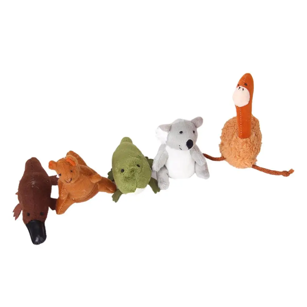 Five Australia Unique Animal Finger Puppet Set Plush Hand Doll Animal Story Toy for Kids Learning
