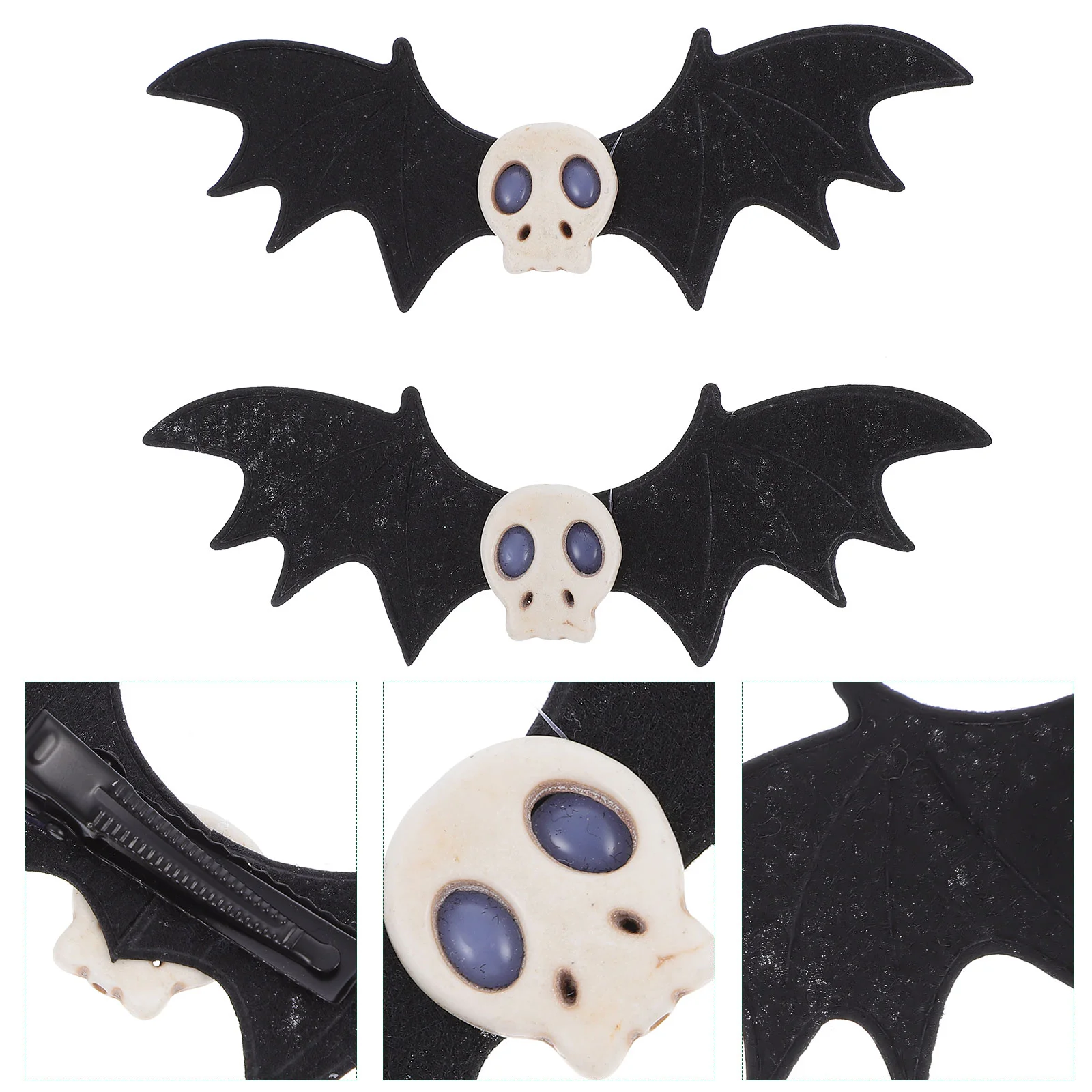 

2 Pcs Halloween Hair Clips Barrettes Dark Gothic Skull Bat Cutecore Claw Girls Hairpin Accessory Headdress Country Cool Child