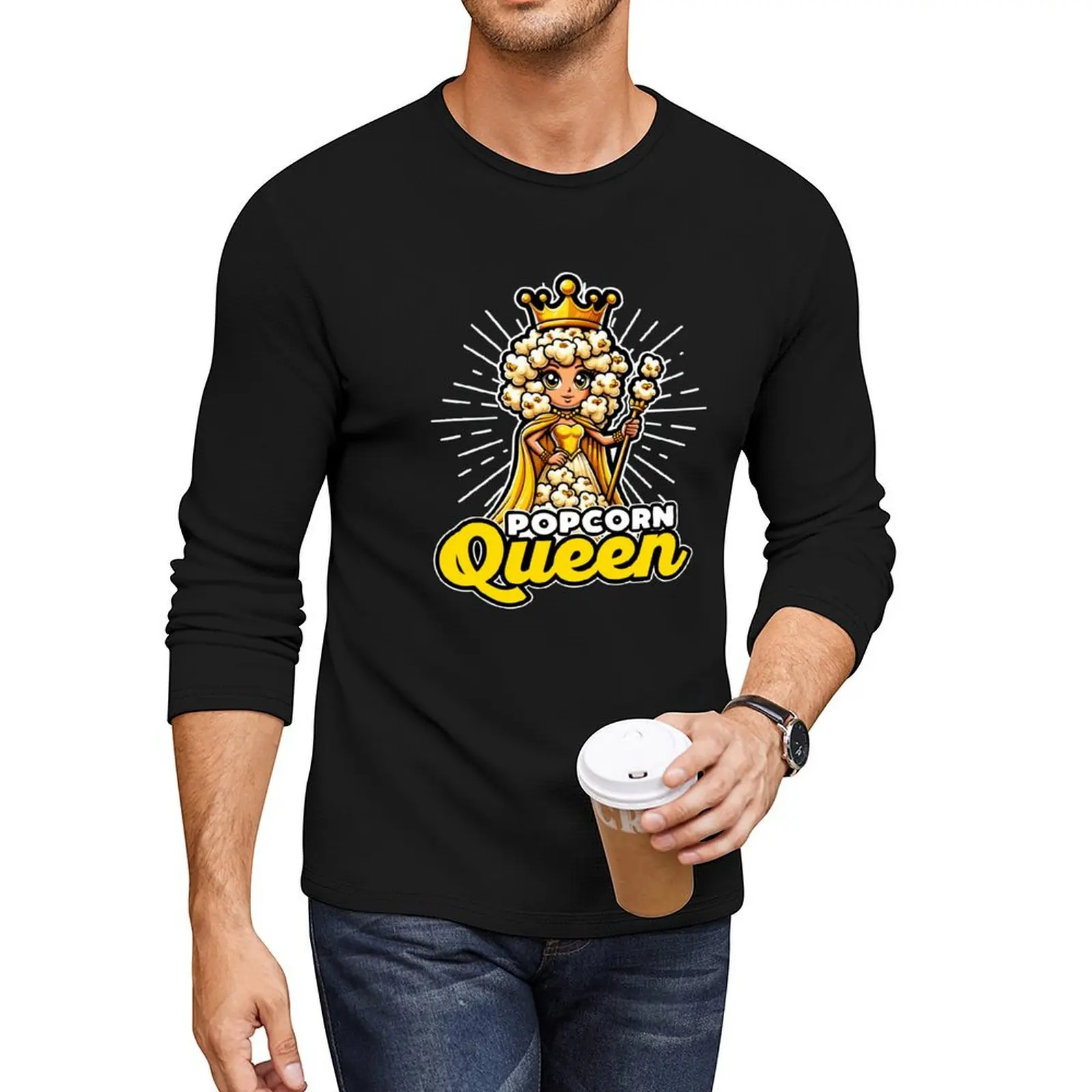 Popcorn Queen Long T-Shirt Oversized t-shirt anime clothes workout shirts for men