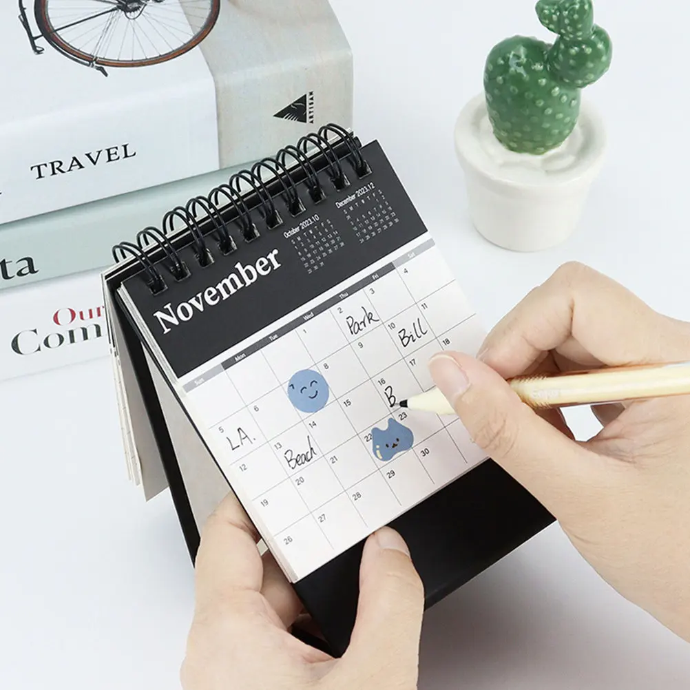 Simple Desk Calendar Creative Paper Desktop Month Calendar Household Standing Noting Decorative Mini Office Supplies