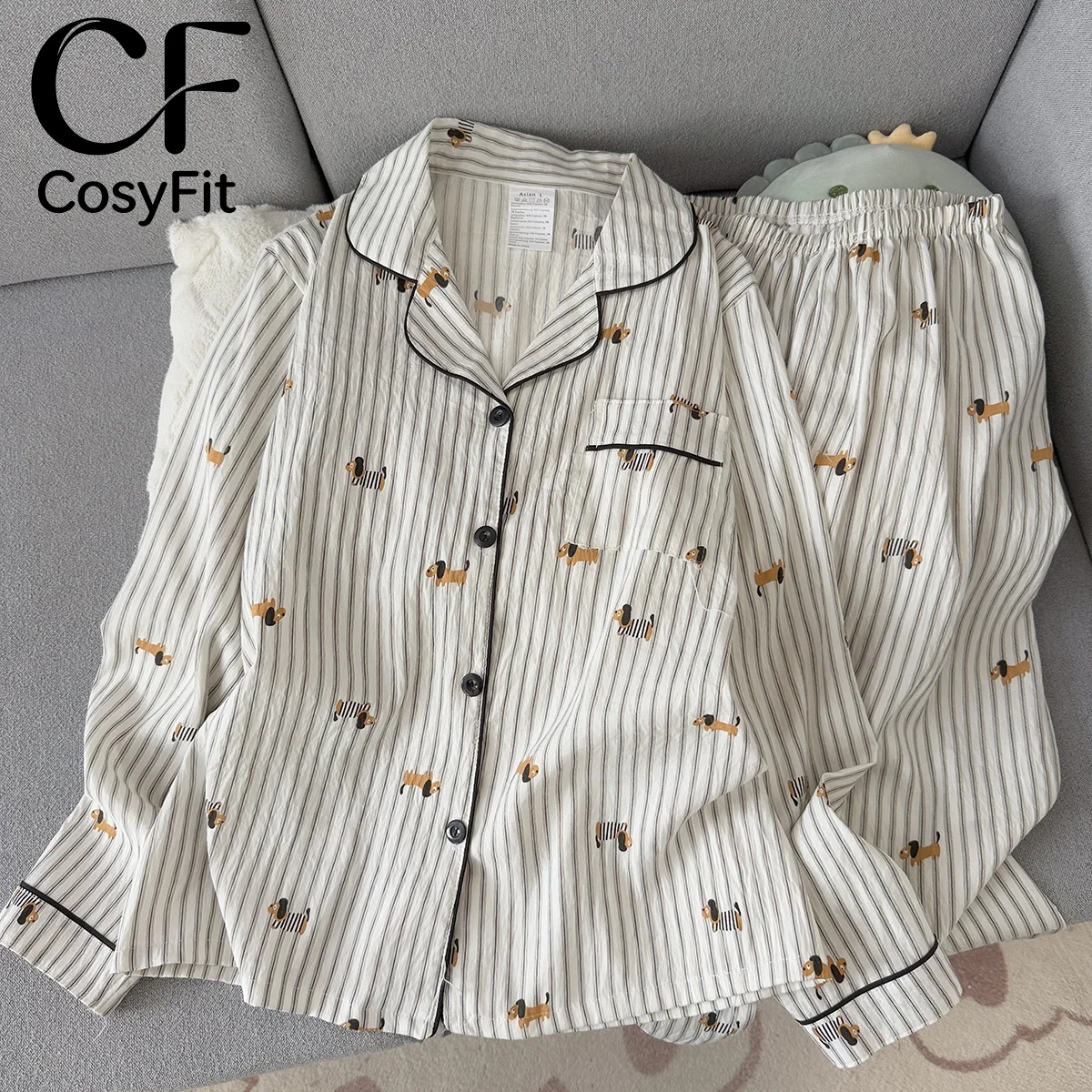 Large Size Pure Cotton Yarn Men's Sleepwear Spring and Autumn Long Sleeved Simple Black Nightwear Homewear Youth Pyjamas Set