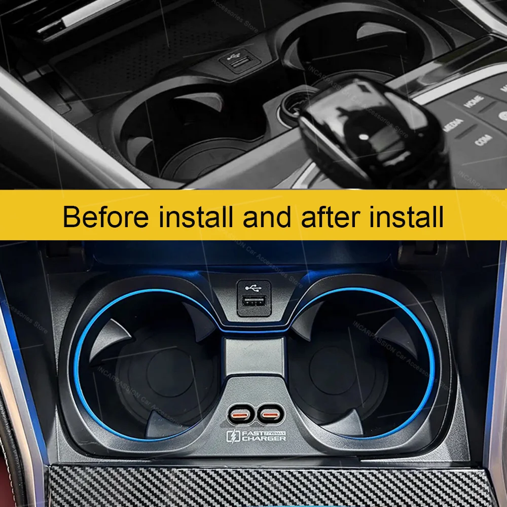 LED Cup Holder Lamp For BMW G20 G22 G80 G82 G42 M2 M3 M4 I3 I4 New 2/3/4 Series Car ambient light Upgrade Accessories