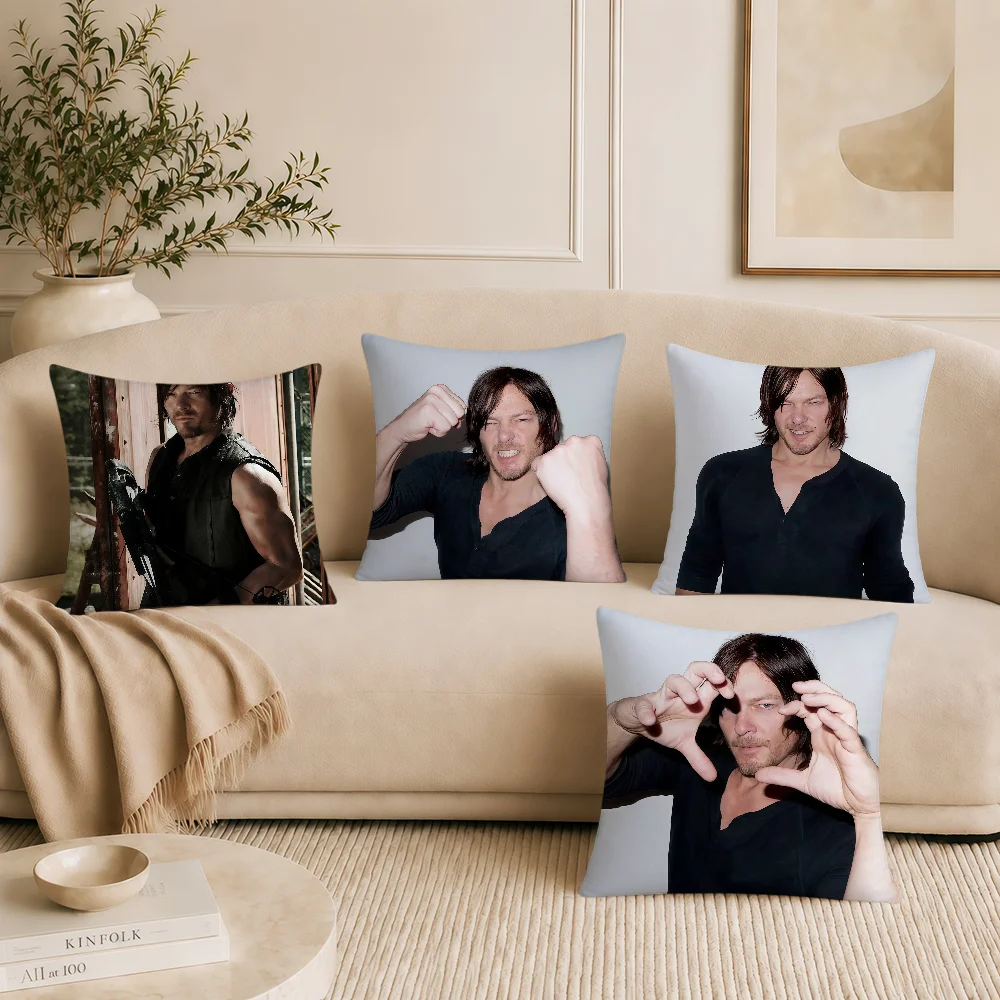 Actor N-Norman Reedus Cool Fun Cushion Cover Soft Pillowcase Double Sided Sofa Home Living Room Decor Bed Hogar Pillowcover Gift
