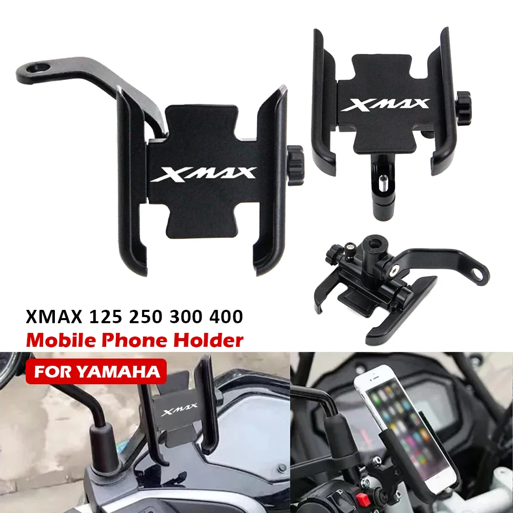 

For Yamaha XMAX 125 250 300 400 Motorcycle Mobile Phone Holder GPS Navigator Rearview Mirror Handlebar Mount Accessories