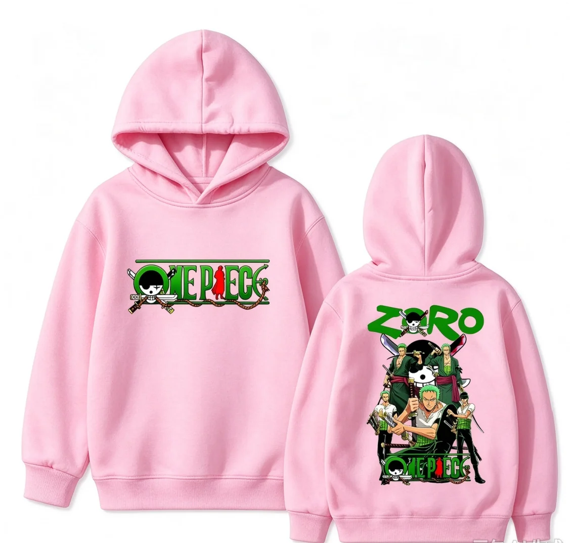 One Piece Zoro Anime Print Hoodie Kinder Jungen Mädchen Unisex Langarm Freizeit Pullover Kapuzenpullover Kinder Alltags-Oberteil – Detail 4