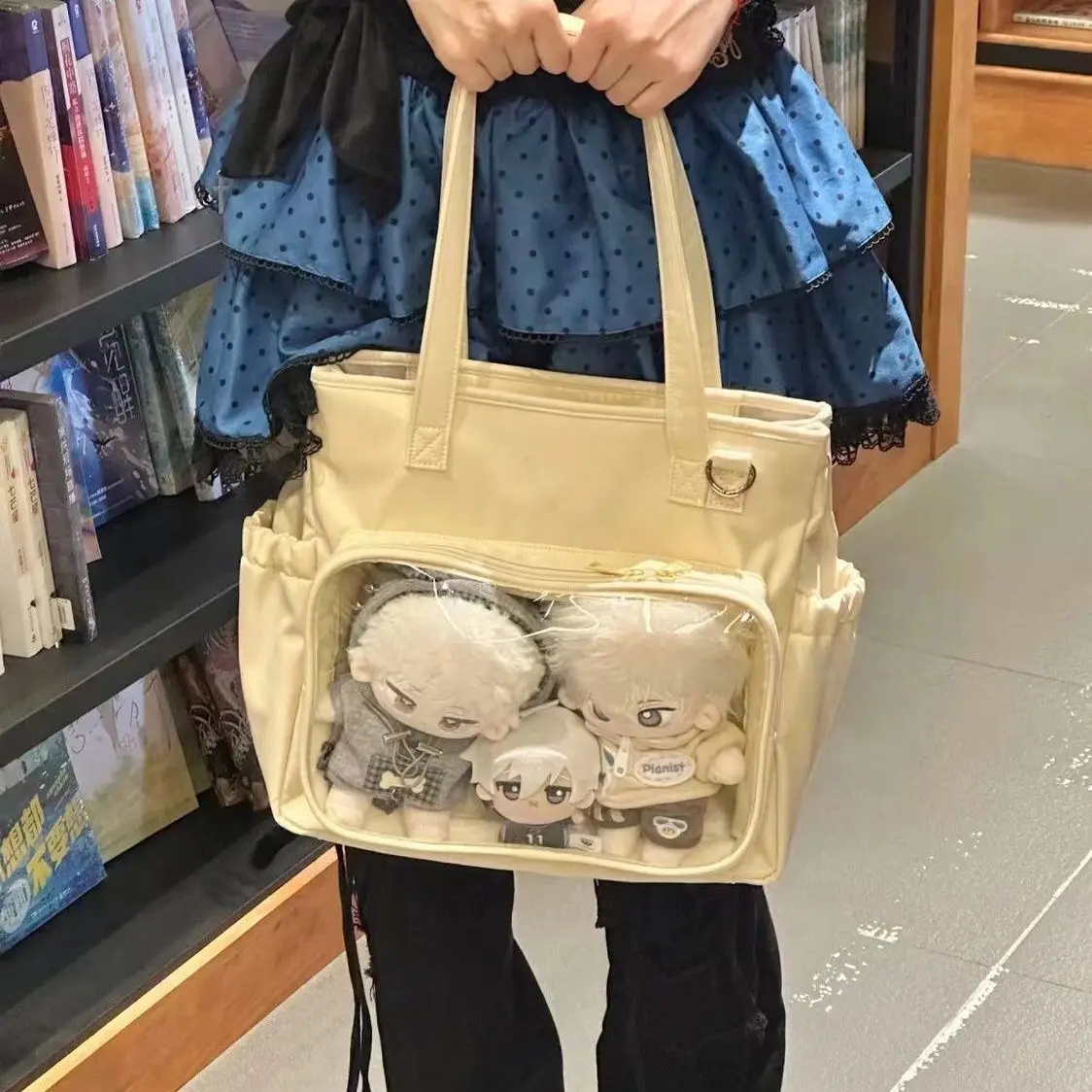 New Transparent Tote Bags for Women Cute Shoulder Crossbody Bags Large Capacity Student Commuting Bags Ulzzang Ita Bags