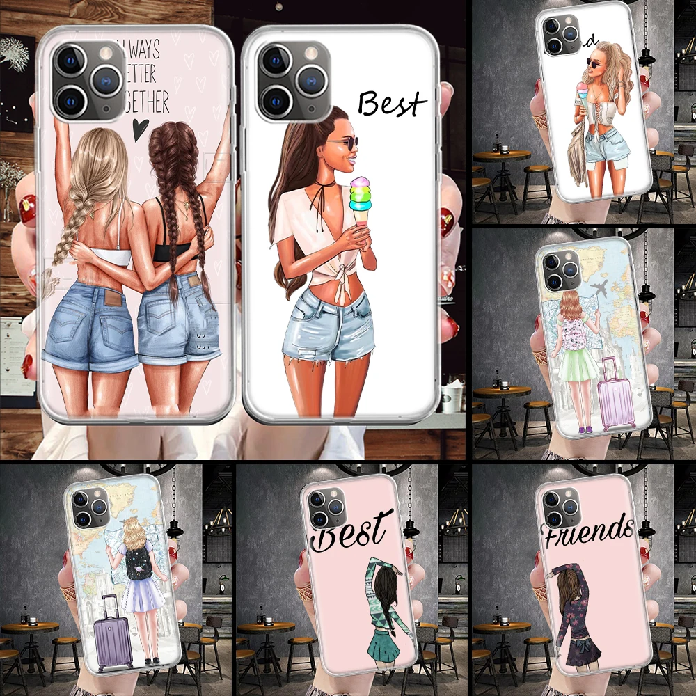 Girls Best Friends Forever BFF Soft Phone Case For iPhone 11 17 Air 17E 16E 16 Pro Max 15 + 14 Plus 13 12 Apple 7 SE 8 Fundas Co