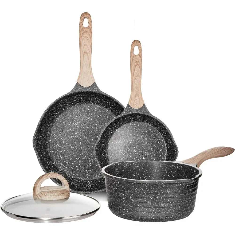 

Pots and Pans Set Nonstick,Induction Granite Coating Cookware Set with 8 Inch&9.5 Inch Frying Pan&2.5 Quart Saucepan with Lid