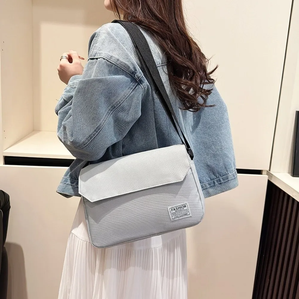 

Solid Color Men's Messenger Bag Large Capacity Adjustable Strap Nylon Shoulder Bag Minimalist Multi-pocket Crossbody Bag Office