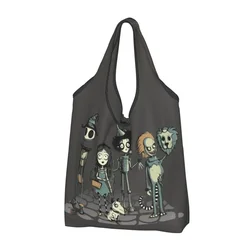 Torba na zakupy wielokrotnego użytku z horroru Tim Burton Damska torba na zakupy Przenośna gotycka torba na Halloween z filmem spożywczym Shopper s