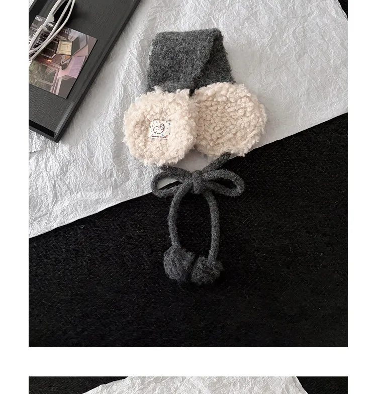 New Ins Style Contrast Color Strap Plush Earmuffs for Women Autumn Winter Cute Warm Outdoor Casual Versatile Headwear Ear Warmer