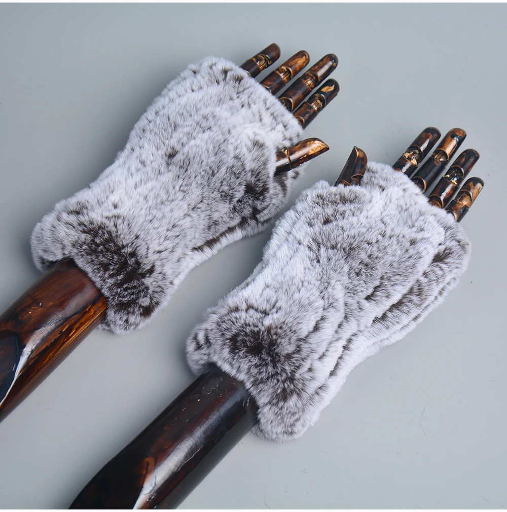 Lady Winter 100% Natural Real Rex Rabbit Fur Glove Women Soft Rex Rabbit Fur Glove Foashion Warm Knitted Genuine Fur Gloves