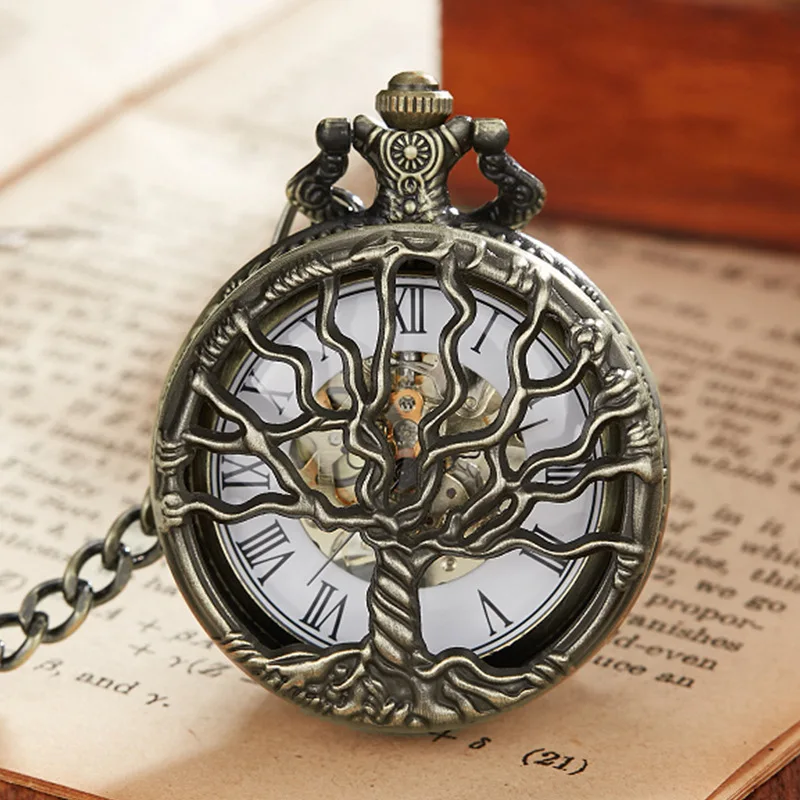 Factory direct sales Carved Retro Bronze Mechanical Pocket Watch Men Women Dropshipping Pocket Watch Pocket