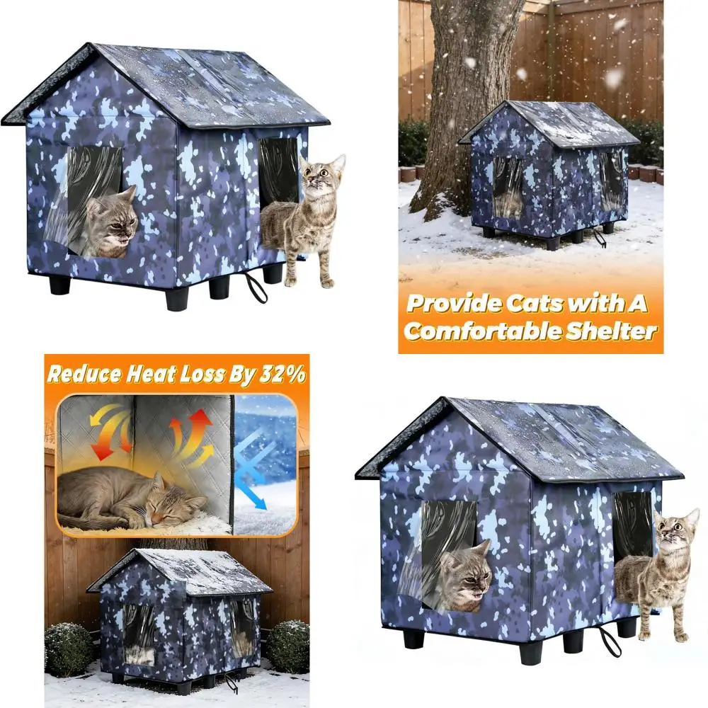 

Weatherproof Insulated Outdoor Cat Shelter, 20x19x17, Gray, with Waterproof PVC Top and Aluminum Film Liner for Feral Cats