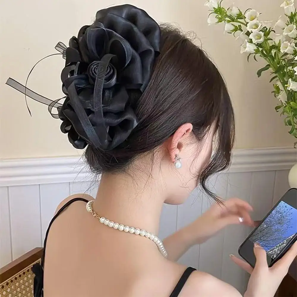 

Elegant Large Rose Hair Claw Clip Non-Slip for Thick Hair French Hair Clip Strong Hold Updo Shark Clip for Women