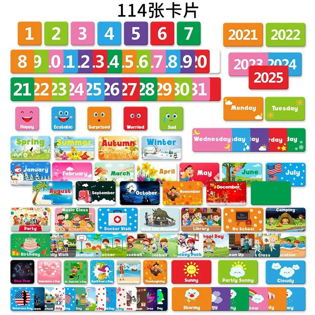 Calendar Weather Chart Classroom Organized Chart with 114 Cards Kids