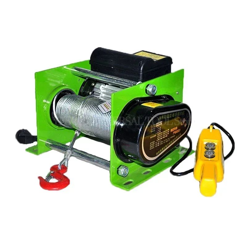 Electric Winch 30M Steel Wire Rope Windlass Winding Engine 1800W 220V Elevator Household Building Crane 400-800KG Electric Hoist