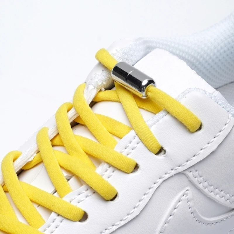 Colorful Round Shoelaces Sneakers Universal Laces Metal Shoelace Capsule Lock Buckle No-Tie Connector Kit Decorative Accessory