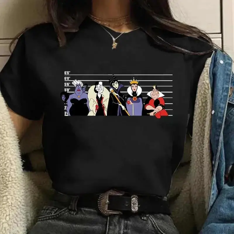 

Disney Evil Girl Princess T-shirt Summer Evil Girl Princess Harajuku Style Underpants Cartoon Letter Fashion Casual Women Cotton