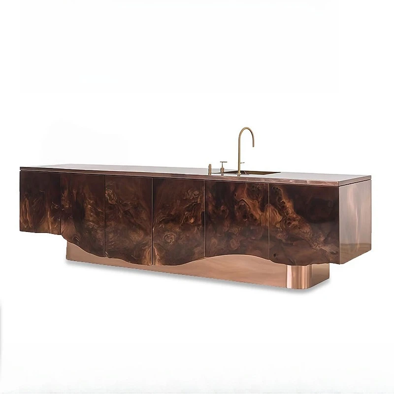 Solid wood sink, villa luxury house designer metal washbasin creative customization