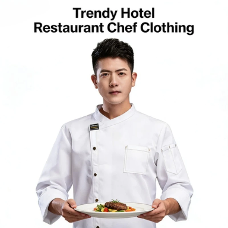 

Men Autumn Winter Long Sleeve Chef Workwear Hotel Canteen Restaurant Kitchen Baking Uniform