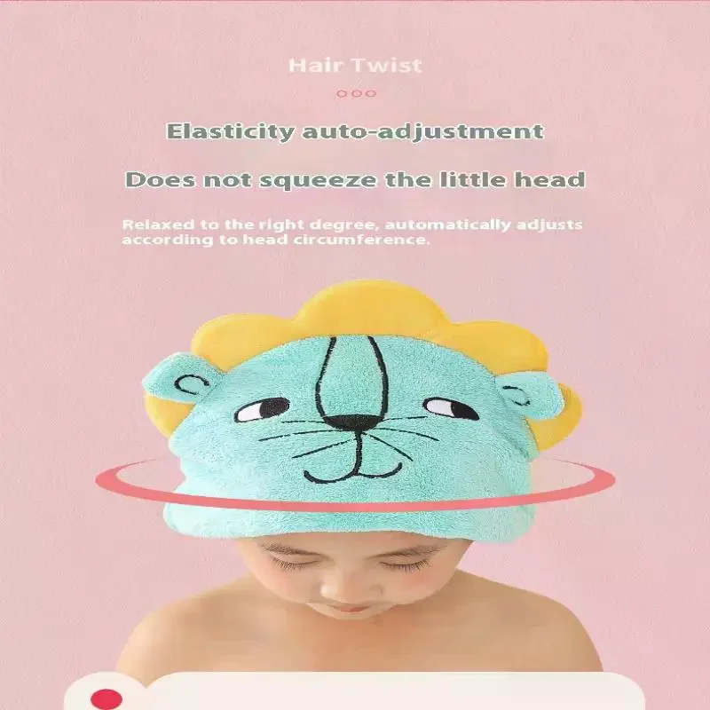 Simpatico cartone animato Animale Cappello da bagno per bambini Asciugamano per capelli in microfibra ad asciugatura rapida Cappello per asciugatura per bambini Torsione per capelli super assorbimento