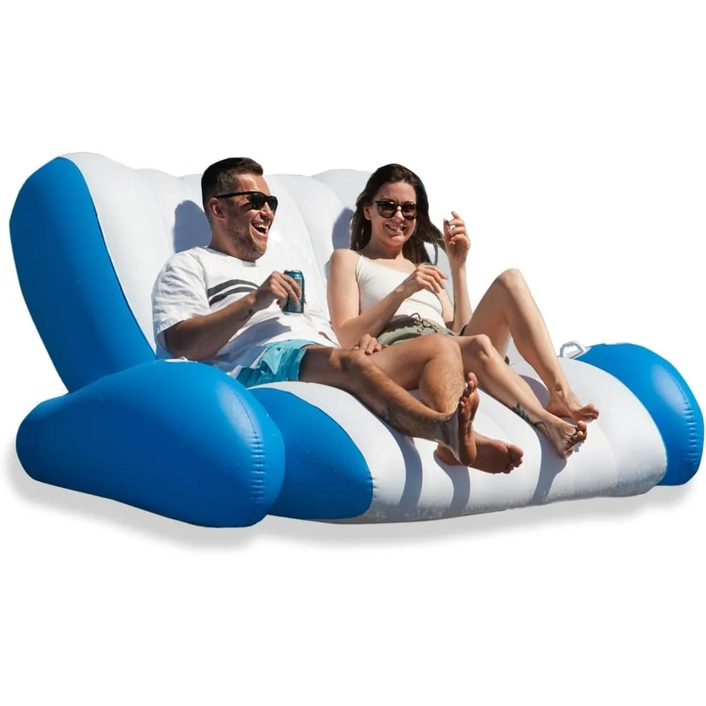 

Inflatable Pool Floats Adults, Recliner Luxury Float, 2 or 3 Person, Lounger Chair with Handles, Cup and Phone Holder