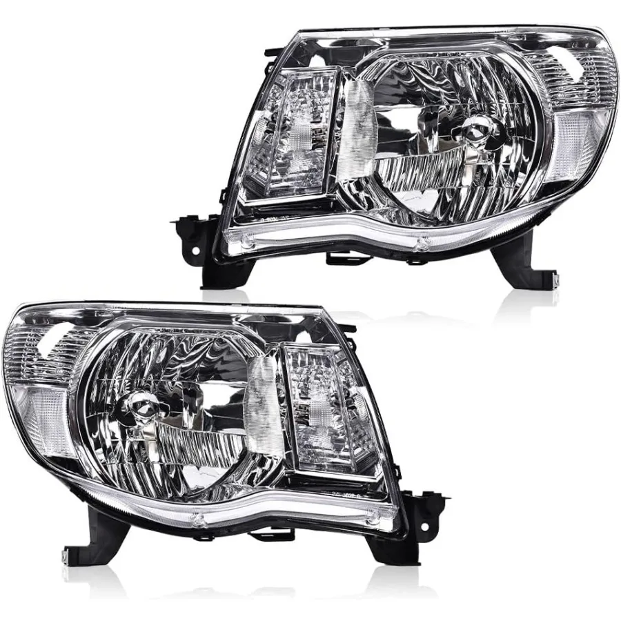 

Headlights Assembly for Tacoma 20052011 with Clear Lens and Chrome Housing Compatible with Bumper Design Enhanced Visibility a