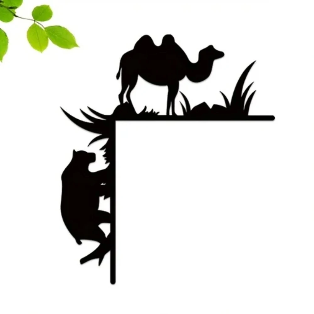 

1pc Iron Crafts Metal Camel And Bear Decorative Wall Stickers Door Corner Decorations Door Frame Corner Decor