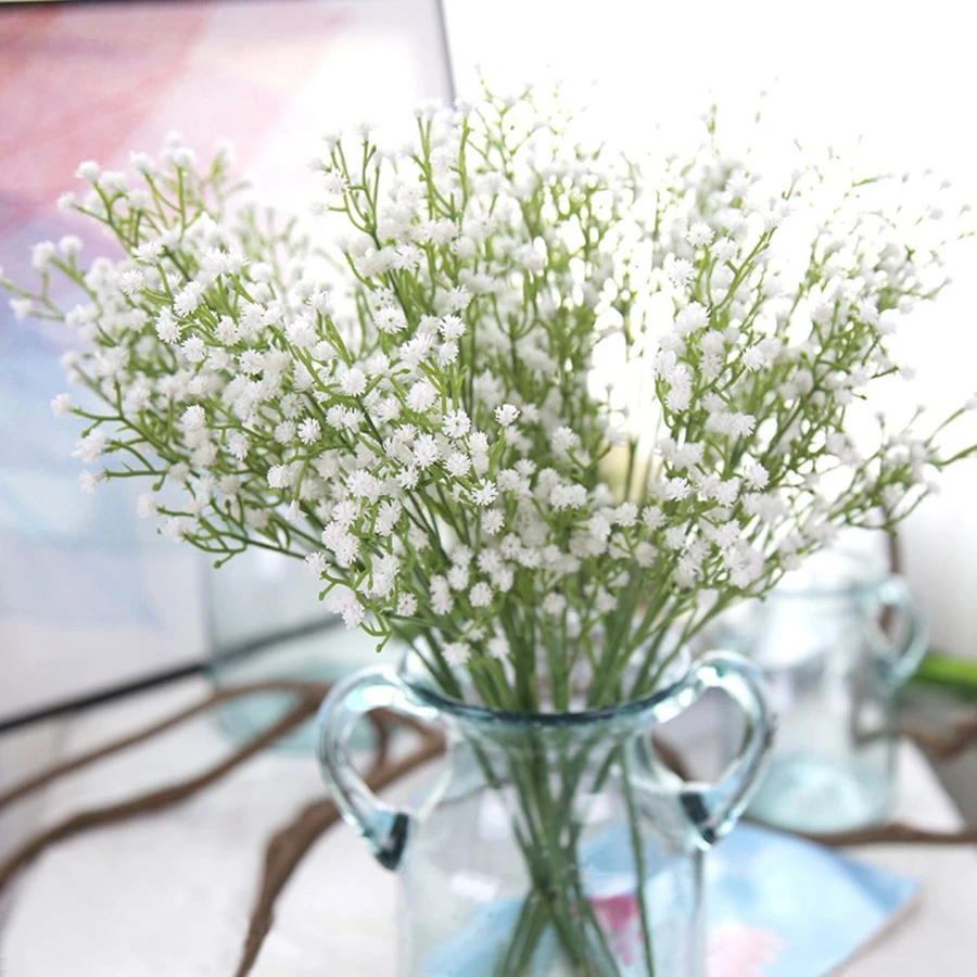 6/12PC 인공 식물 Gypsophila 홈 룸 리셉션 장식 분재 관상용 꽃 결혼식 간단한 Brial Bouquet