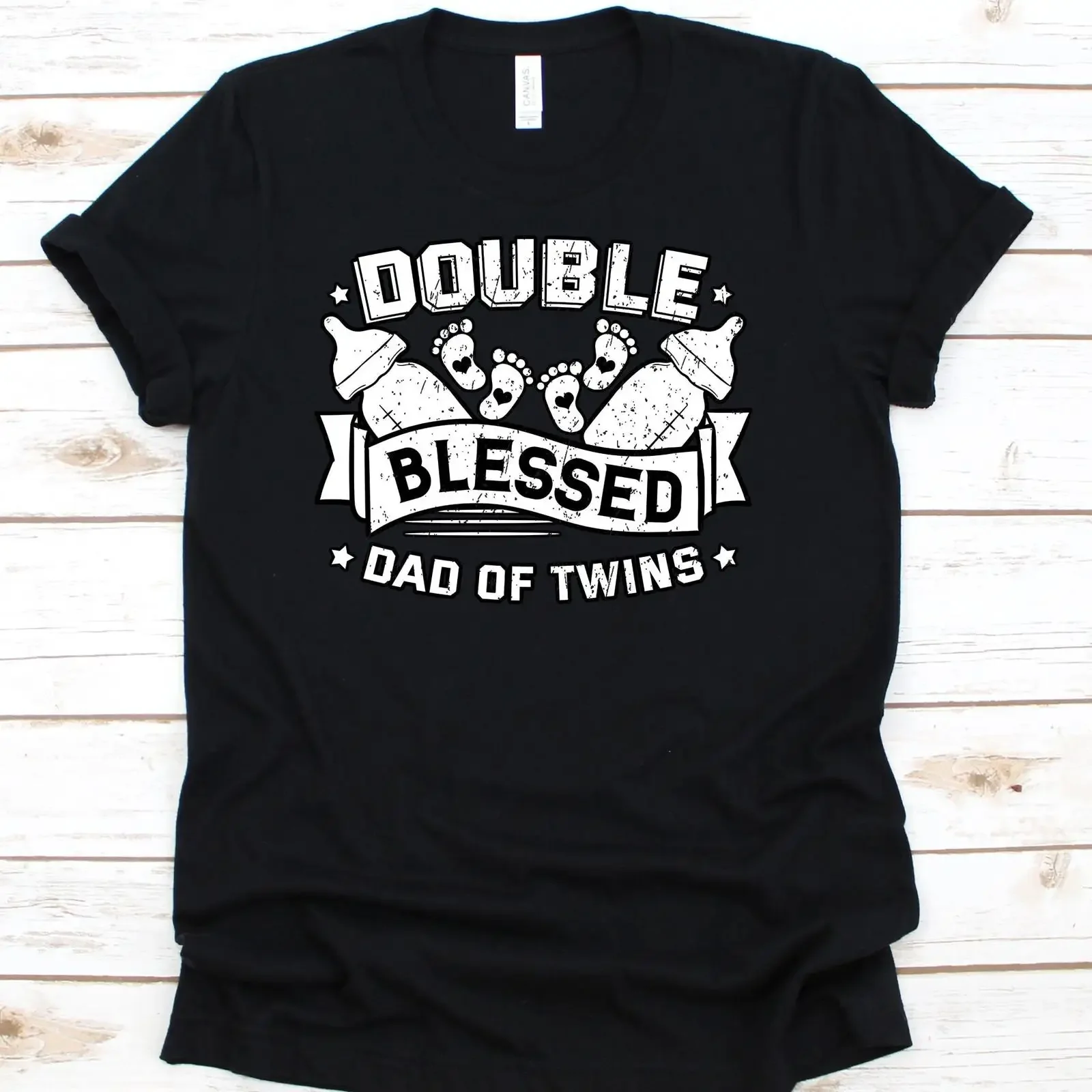 Dad Of Twins T Shirt Father Daddy Fathers Day Twin For Expecting vintage Washed Casual Top For Everyday Wear designer clothes