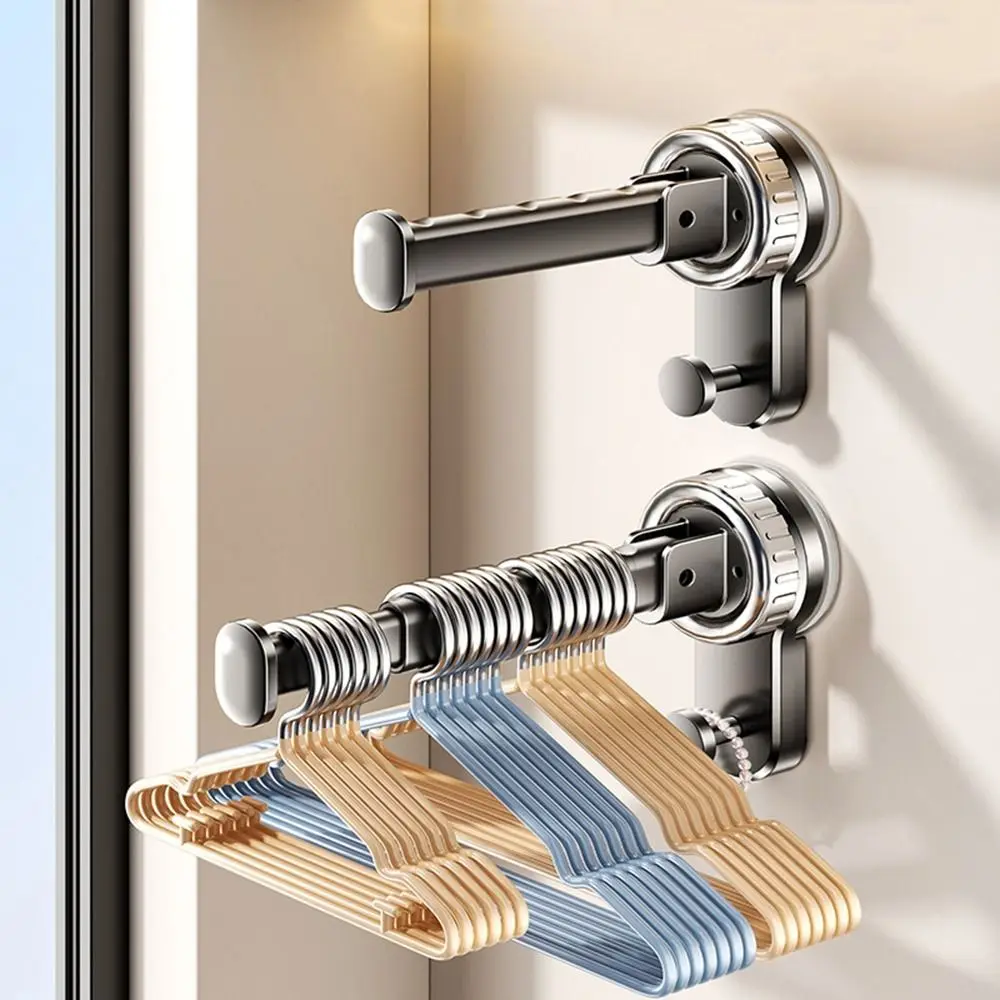 

Punch-free Suction Cup Clothes Hanger Wall Mounted Expandable Clothes Drying Rack Plastic Foldable Clothes Hanger Organizer