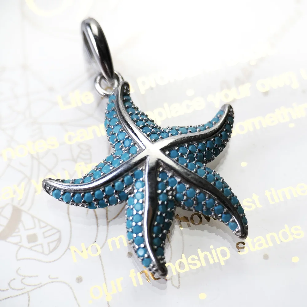 Oceanstar-Pendentif bleu en argent regardé 925 pour homme et femme, bijoux fins, accessoires de haute mer, Europe, cadeau