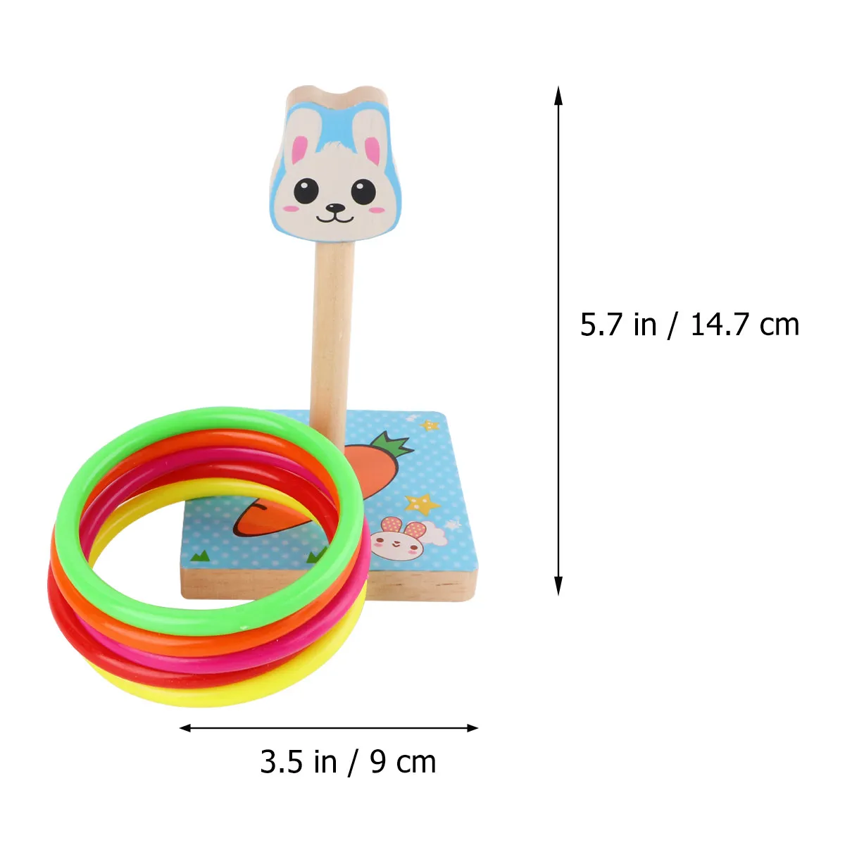 Child Wooden Throwing Rings Game Rabbit Pattern Improve Motor Skills Color Perception Logic Development Throwing Rings Kid
