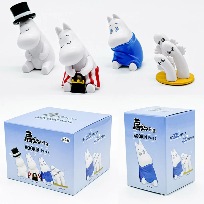Anime figura moominses ombro a ombro sono sentado boneca caixa cega brinquedo bonito ornamento de mesa coleção modelo crianças presentes