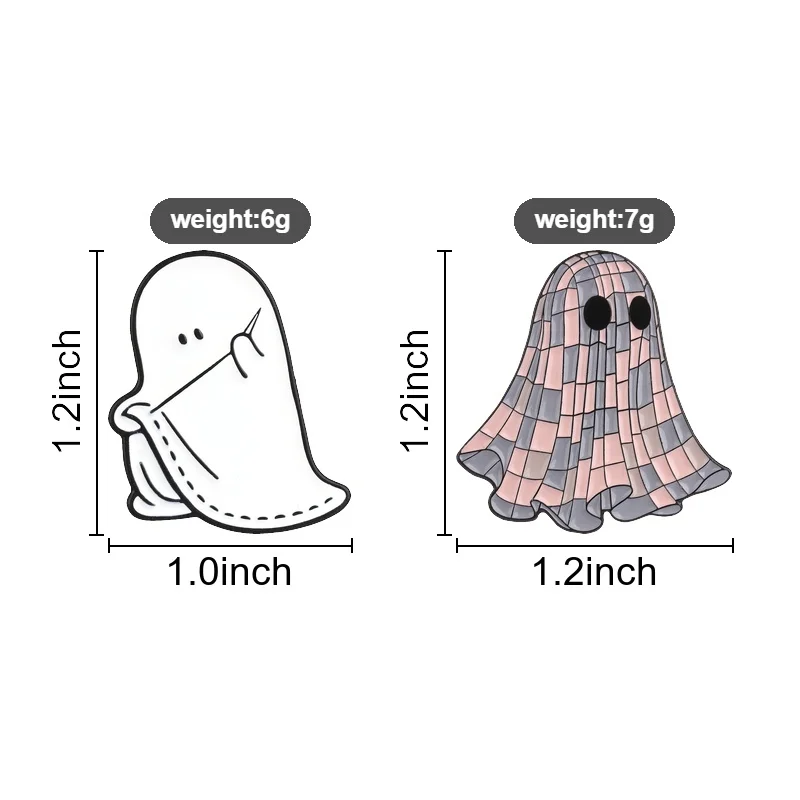 Sewing Ghost With Needle And Thread Enamel Pin, Cute Self Repairing Ghost Brooch For Halloween And Goth Style