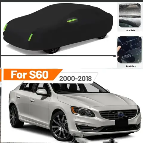 볼보 S60 2000-2018 전천후 야외 자동차 커버 방수 눈 햇빛 먼지 방지 외부 보호 옥스포드 천 자동차 커버