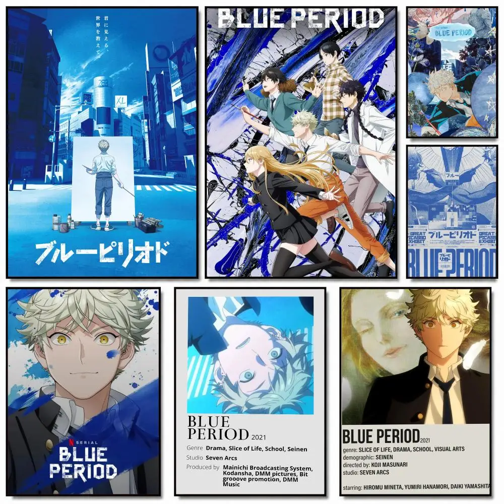 anime B-Blue Period-D Poster Removable Wall Sticker for Home Cafe Bar Office Interior Decor